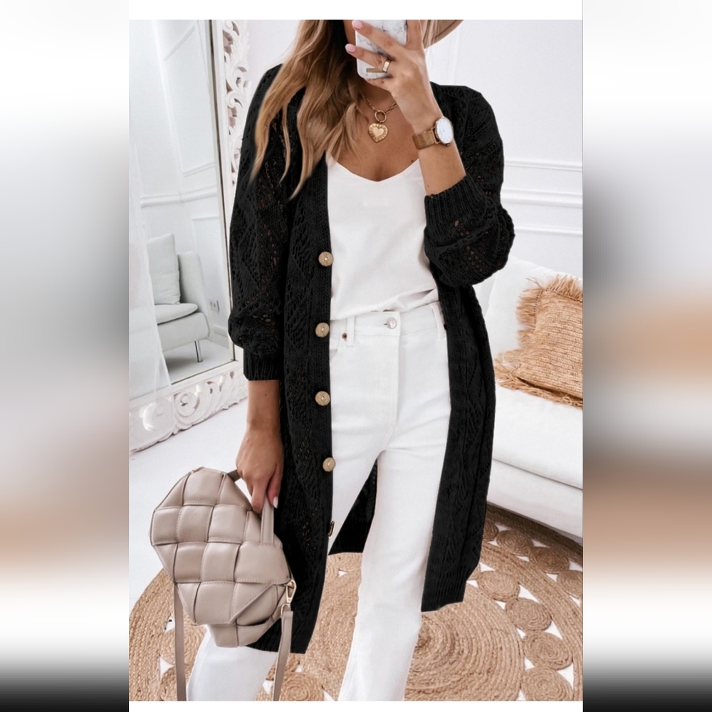 Hollow out Openwork Knit Cardigan